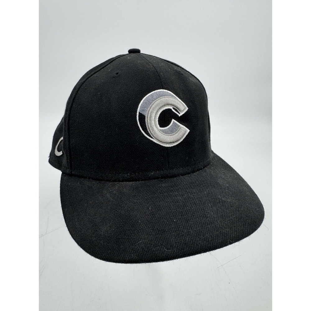 Chicago Cubs Black-Out Ball Cap Hat Fitted Size 8 Graffiti Logo On Back